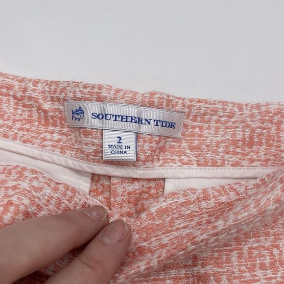 Southern Tide Womens 4" Chino Short Peach White Polyester Blend - Picture 2 of 5